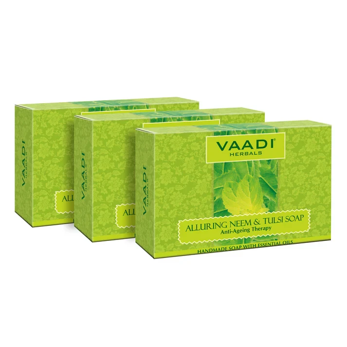 Pack of 3 Alluring Neem-Tulsi Soap with Vitamin E & Tea Tree Oil (75 gms x 3)
