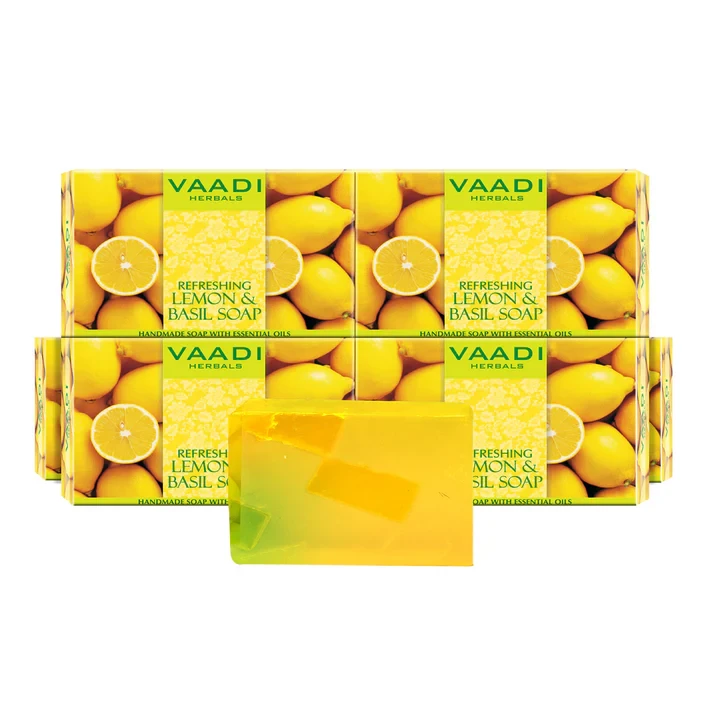 Pack of 6 Refreshing Lemon and Basil Soap (75 gms x 6)