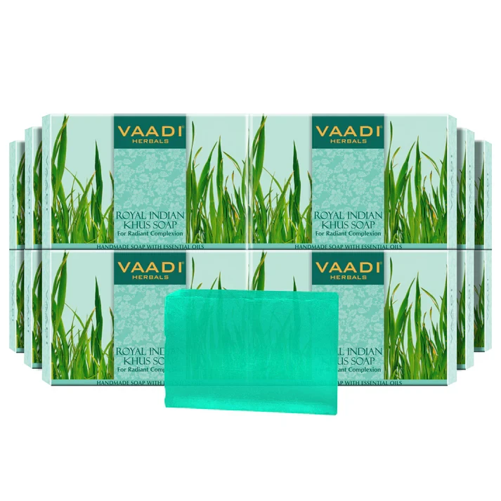 Pack of 12 Royal Indian Khus Soap With Olive & Soyabean Oil (75 gms x 12)